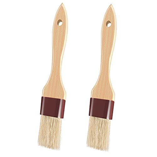 Pastry Brushes for Baking Basting Brush with Boar Bristles and Beech Hardwood Handles Culinary Oil Brush for Barbecue Butter Grill BBQ Sauce Baster Marinade Kitchen Food Cooking Brushes (1"- 2PCS)