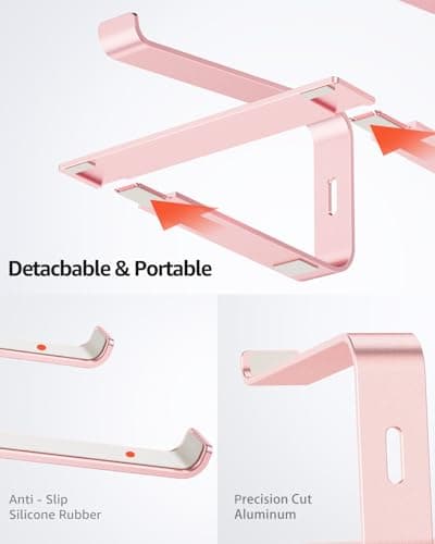 Urmust Laptop Stand for Desk Aluminum Computer Stand Riser Holder for Laptop Compatible with MacBook Air Pro, Dell, HP, Lenovo Samsung, Alienware All Laptops 11-15.6"(Rose Gold) 6