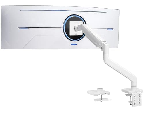 VIVO Heavy Duty Aluminum Ultrawide Tension Arm for up to 40 inch Screens, Holds 44 lbs, Premium Desk Mount Monitor Stand, White, STAND-V101EW