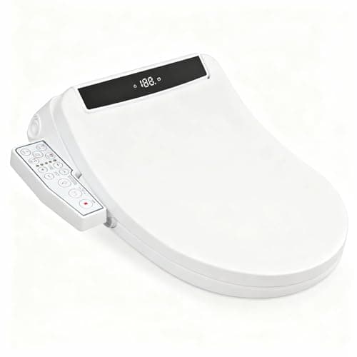 Hawkrown Electric Smart Toilet Seat, Upgraded Heated Bidet with Adjustable Instant Warm Water and Warm Dryer, Night Light, Slow Close Lid (Elongated2 (Side Arm Control))