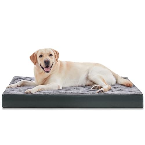 JOEJOY Orthopedic Dog Bed for Extra Large Medium Dogs, Big Dog Bed with Removable Waterproof Cover, Egg Crate Foam Pet Bed Mat, Washable Dog Crate Bed with Non-Slip Bottom, 44x32 Inch