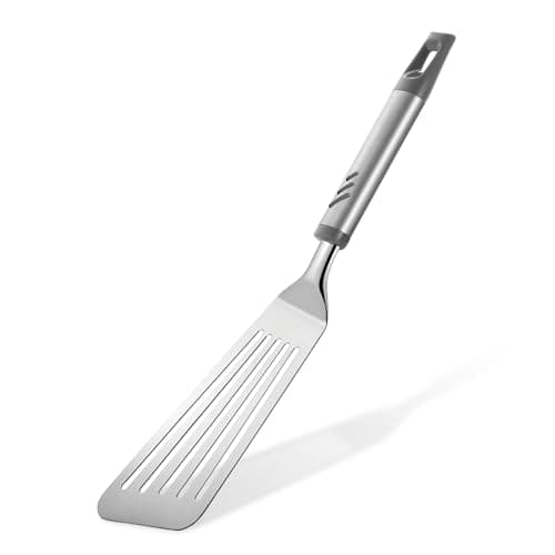 Lebabo Fish Spatula, Stainless Steel Fish Turner Slotted Metal Spatula for Kitchen Use, Flipper Spatulas for Cast Iron Skillet, Egg, Meat, Cooking and Frying, Dishwasher Safe, Comfortable Handle