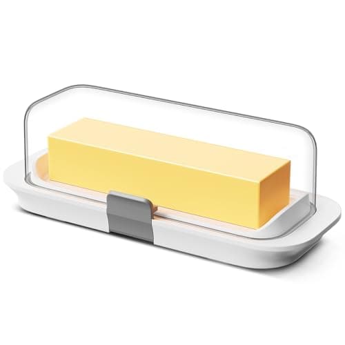 Pisol Butter Dish with Lid for Countertop and Refrigerator Door Shelf, Airtight Butter Keeper Container, Butter Holder for East/West Coast Butter, BPA-free, Microwave/Dishwasher Safe 7