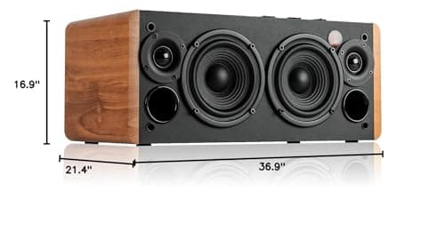 Edifier D12 Integrated Desktop Computer Speakers with Bluetooth 5.0, Wireless Stereo Tabletop Speaker 70 Watts RMS with Subwoofer Line Out, RCA, Aux Input for PC Monitor Laptop - Wooden Enclosure 7