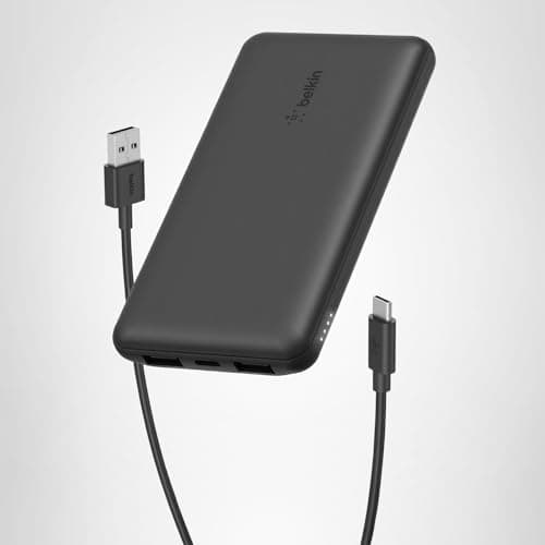 Belkin Portable Charger - 15W 3 Port Power Bank Battery Pack with 10000mAh Battery - Fast Charging for iPhone, Samsung Phone, More - USB C to A Cable Included 13