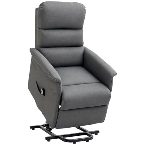 HOMCOM Power Lift Recliner Chair for Elderly, Easy Assembly, Fabric Lift Chair for Adults, Recliner Sofa with Remote Control, Side Pockets for Living Room, Gray