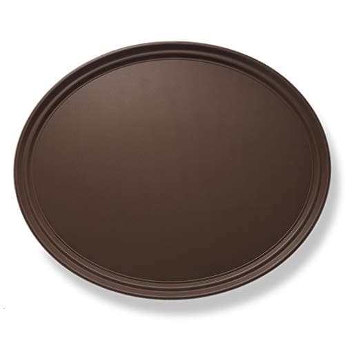 Jubilee 29" Oval Restaurant Serving Tray, Brown - NSF Certified Non-Slip Food Service Tray