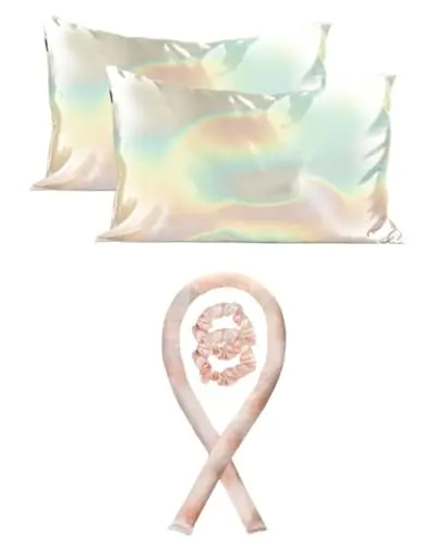 Kitsch Satin Pillowcase - Aura, 2pc & Satin Heatless Curling Set with Discount