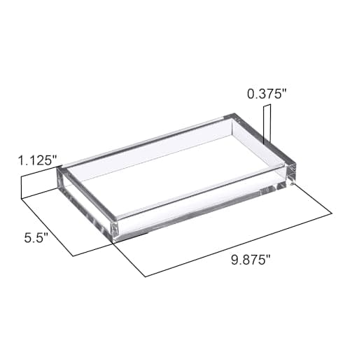 Amazing Abby - Selena - 2-Pack Acrylic Vanity Tray (9.5"x5.5"), 9mm Thick Acrylic, Plastic Bathroom Countertop Organizer, Clear Decorative Dish, Great for Vanity, Nightstand, Entryway, and Home Decor 9