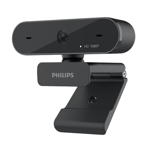 PHILIPS HD 1080P Webcam Camera for PC, SPL6208 Web Camera for Laptop, Dual Microphone Streaming Webcam for Clear Stereo Audio, Plug and Play USB Webcam for Zoom/Skype/Teams, Conferencing and Video