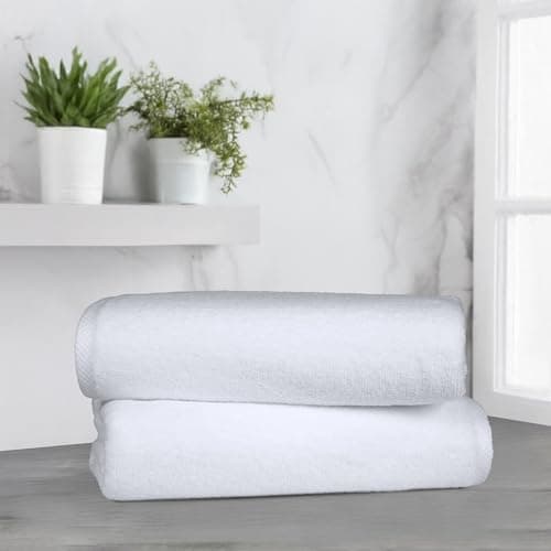 Amazon Basics 2-Piece Quick-Dry Oversize Bath Towel, 100% Cotton, 54" x 30", White 8