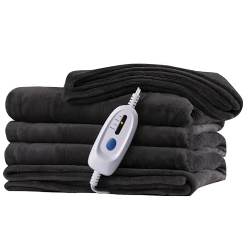 McJaw Electric Heated Blanket 72"x 84" Full Size, 4 Heating Levels and 10 Hours Auto Off, Lightweight and Breathable - Ebony