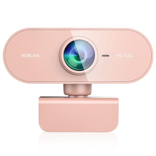 QMKKX Webcam for pc with Microphone,Full Hd 1080P Pink Streaming Web Cam with Mic for Mac Laptop, Small Computer Camera for Desktop,Cheap Face Cam for Video Conference,Zoom,Microsoft Teams Meet