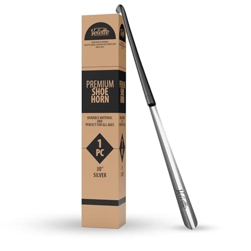 Velette Metal Shoe Horn Long Handle for Seniors - 30" Extra Long Shoe Horn for Women, Men and Kids - Shoehorn, Boot Horns, Shoehorn Long-Handle, Elderly Must Haves - Shoes Spoon, Stick, Helper