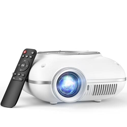 HOMPOW Mini Projector with Two -Way Bluetooth, Portable Projector for Home Theater Use, Support 1080P for Indoor/Outdoor, Movie Projector Compatible with HDMI, USB, Laptop, TV Stick (White)