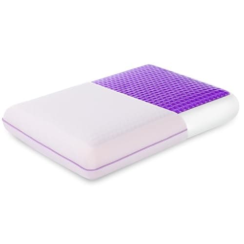 EGOHOME Cooling Gel Memory Foam Pillow - Reversible Cooling Cover, Neck Support for Side, Back and Stomach Sleepers, Removable & Machine Washable, All-Season Comfort, Standard Size, Purple