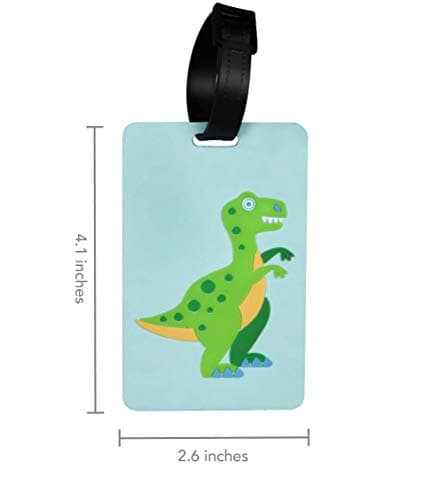 Wildkin Kids Luggage Tags – Set of 2, Durable Bag Tags w/Info Card for Suitcases & Backpacks - Dinosaur 5