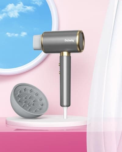 Dxliwky Ionic Hair Dryer with Diffuser and Concentrator, Powerful 1875W Fast-Drying Blow Dryer, Constant Temperature, Compact Lightweight Hair Dryer for Home Salon Travel (Silvery) 7