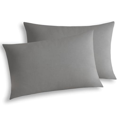WhatsBedding Standard Jersey Knit Pillowcases Set of 2, 100% Cotton Bed Pillow Cases Standard Size with Zipper,Soft and Breathable, 20×26 inches Dark Grey