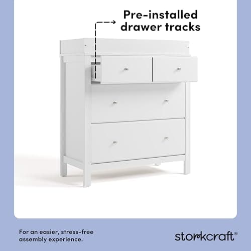 Storkcraft Horizon 3 Drawer Chest with Changing Topper (White) – GREENGUARD Gold Certified, Includes Removable Changing Table Topper, Chest of Drawers for Nursery & Kids Bedroom 7