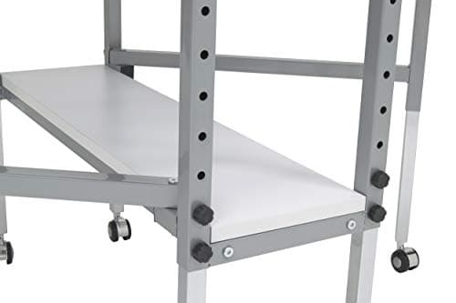 Sew Ready Foldable Hobby and Cutting Grid Table - 58.75" W x 36.5" D White Arts and Crafts Table with Grid Top and Silver Storage Drawers 9