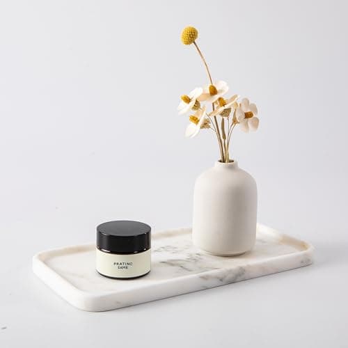 YKAJO Marble Tray, 12"x6", Bathroom Countertop Organizer Rectangular Serving Platter Decorative Elegant Natural for Perfume, Candles, Jewelry 7