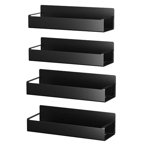 Vetacsion 4 Pack Moveable Fridge Magnetic Spice Racks,Metal Black 7