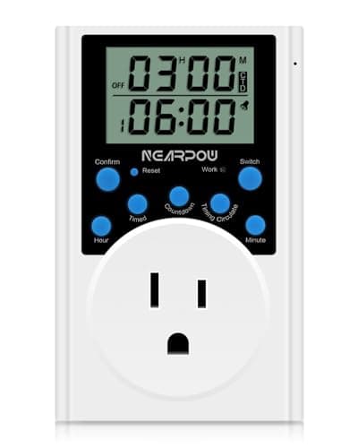 Timer Outlet, Nearpow Multifunctional Infinite Cycle Programmable Plug-in Digital Timer Switch with 3-Prong Outlet for Appliances, 15A/1800W