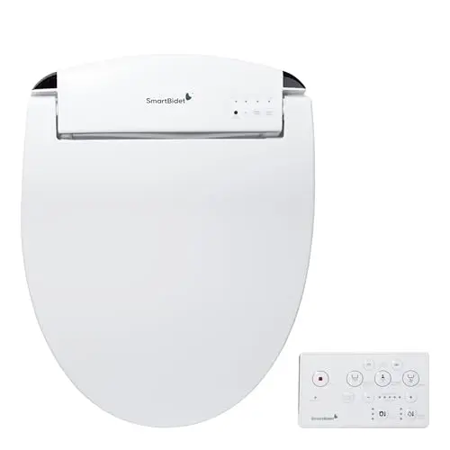 SmartBidet® SB-2400 Advanced Electric Smart Bidet™ Slim Profile Seat in Round White with Remote Control, LED Night Light, Stainless Steel Nozzle, Heated Seat, Warm Dryer