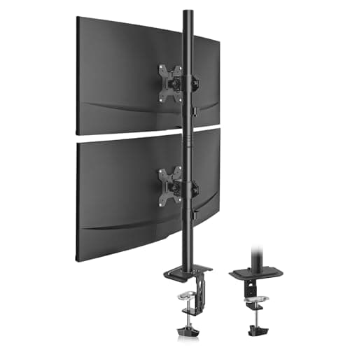 Suptek Dual LED LCD Monitor Stand up Desk Mount for 2 / Two Screens up to 32 inch Extra Tall 31.5" Pole Heavy Duty Fully Adjustable Stand Vertical Array (MD6802)