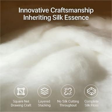 KING SILK 100% Mulberry Silk Filled Comforter for All Seasons with Natural Coolness White Colour Cloud-Like, Luxury, Ultra Soft, Breathable, Naturally Body-Hugging (1500g of Silk, 91"x87") 7