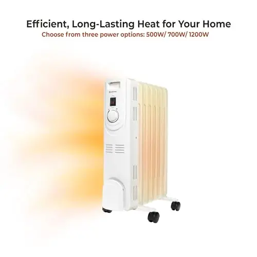 Comfort Zone Electric Oil-Filled Radiant Radiator Space Heater, Never Refill, Adjustable Thermostat, Tip-Over Switch & Overheat Protection System, Ideal for Home, Bedroom, & Office, 1,200W, CZ7007J 6