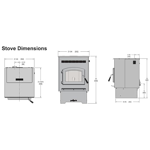 PelPro PP60 Pellet Stove for Home Heating - 60 lb Hopper, 33,200 BTU Heats up to 1,500 Sq. Ft., Easy-Dial Temp Control, Built-in Thermostat with Auto-Ignition, Variable Speed Blower 7