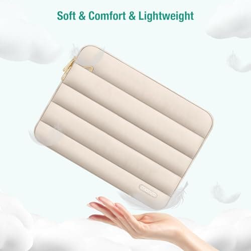 MOSISO Laptop Case 13.3 inch, 13-13.3 inch Puffy Laptop Sleeve Compatible with MacBook Air 13.6 M5 M4 M3 M2 M1/Neo/Pro 13/14, HP Dell ASUS Lenovo,Polyester Horizontal Bag with Small Case, Sand 5