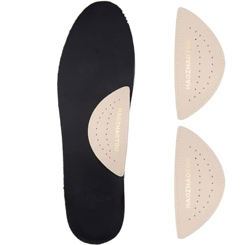 Arch Support Inserts for Flat Feet - Unisex Self - Adhesive Latex Arch Pad for Relieve Pressure and Feet Pain - Arch Support Insoles for Men & Women 1 Pairs (L, Beige)
