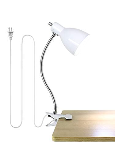 Desk lamp Eye-Caring Table Lamps, 360°Rotation Gooseneck Clip on Lamp Reading Light Portable Reading Book Light Clamp Study Desk Lamps for Bedroom and Office Home Lighting (White)