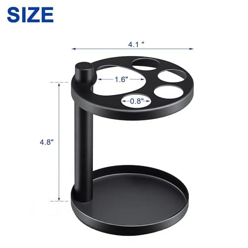 Metal Toothbrush Holder Stand for Bathroom: Stainless Steel Ventilated Organizer with Slots for Electric Toothbrushes, Toothpaste, Razors & Small Comb, Unique Footprint Base Design, Black 8