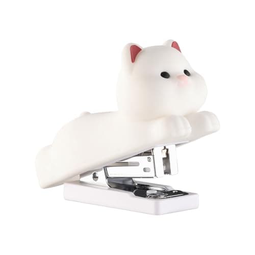Honagu Mini Cute Animal Stapler with Staples, Cartoon Stereoscopic Silicone (PVC) Stapler, Labor-Saving Office Supplies for Teachers, Students, the First Day of School Gift for Girls,Boys(White Puppy)