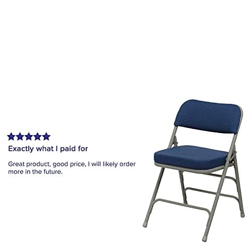 Flash Furniture Hercules Series Metal Folding Chairs with Cushioned Seat, Fabric Upholstered Event Chairs with 300-lb. Static Weight Capacity, Set of 2, Navy 6