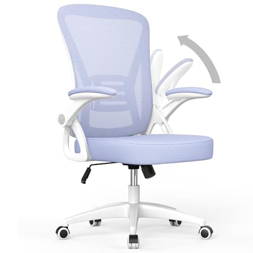 naspaluro Ergonomic Office Chair, Mid Back Desk Chair with Adjustable Height, Flip-Up Arms and Lumbar Support, Breathable Mesh Swivel Computer Chair for Home Study Working/Light Purple