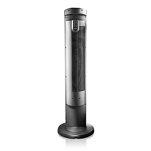 Lasko Oscillating Tower Fan with Remote, Quiet Floor Fans for Bedroom, 42", Silver T42951 9