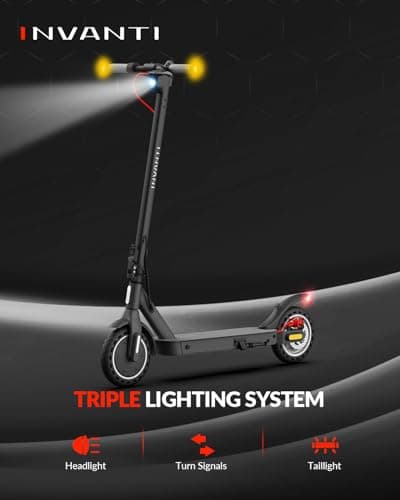 INVANTI E30 Adult Electric Scooter, Max 20Miles & 18 MPH, 350W Motor, Turn Signals, Smart APP, 8.5" Solid Tires, Foldable Commuter Electric Scooter for Adult with Rear Suspension and Dual Brakes 6