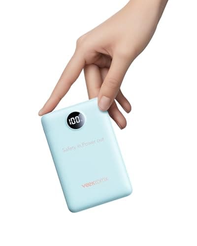 VEEKTOMX Small Portable Charger 10000mAh, Mini Power Bank 22.5W Fast Charging, Slim & Lightweight Travel Essentials, 3-Output External USB C Battery Pack Compatible with iPhone 17 16 15 (Cyan)