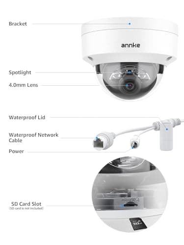 ANNKE C800 4K PoE Camera, H.265+ 8MP Dome Security Cam, AI Human Vehicle Detection, IK08 Explosion-Proof & IP67 Weatherproof Outdoor Security Camera w/Audio, Spotlight Color Night Vision (Not PTZ) 9