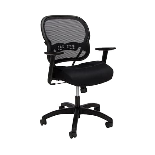 HON Wave Mid-Back Office Desk Chair, Ergonomic Breathable Mesh, Adjustable Arms, Lumbar Support, Synchro-Tilt, Cushion, 360 Swivel Wheels