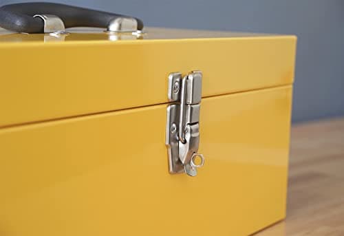 HantekSteel 16" Portable Steel Heavy-duty Tool Box 18-Gauge with Metal Latch and Handle Yellow 5