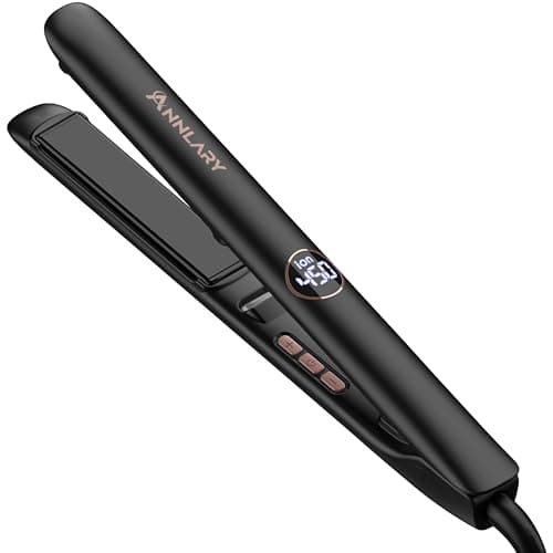 ANNLARY Hair Straightener 1 Inch Flat Iron and Curler 2 in 1, 15s Fast Heating, Professional Titanium Ceramic Ionic Dual Voltage Straighteners for All Hair Types