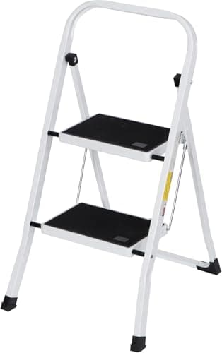 Simpli-Magic Step Ladder, 2 Step Stool Ergonomic Foldable with Wide Anti-Slip Pedal, Multi-Use for Household, Kitchen and Office (300 LBS Capacity)