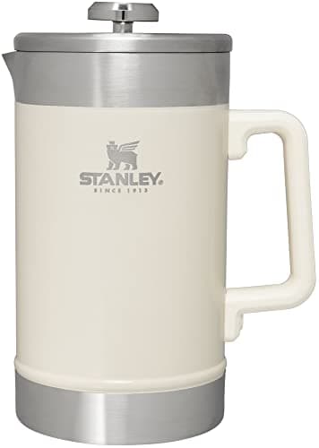 STANLEY Classic Stay-Hot French Press Coffee Maker 48 oz | 5 Minute Brew, 4 Hours Hot | Mesh Filter for Coffee Grounds | Insulated Stainless Steel French Press | BPA-Free | Cream Gloss
