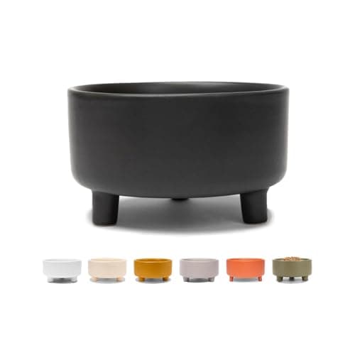 Waggo Uplift Ceramic Dog Bowl for Small Medium and Large Breeds - Heavyweight and Durable Pet Food and Water Dish Crock, Dishwasher Safe, Modern, Elevated Feeder (Small, Black)